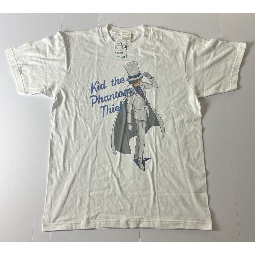 Detective Conan Kid The Phantom Thief Short Sleeve White T-shirt SZ Large